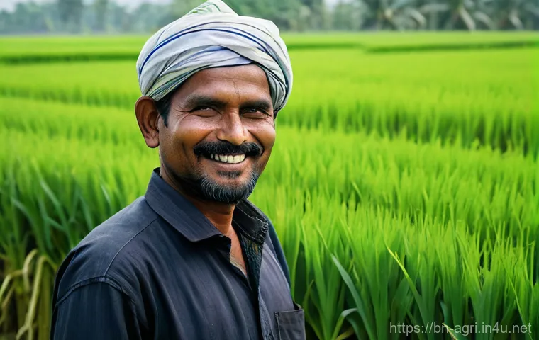 농업 관련 스타트업 - **Prompt:** A Bangladeshi farmer, appearing to be in their late 40s, with a gentle, hopeful smile, s...