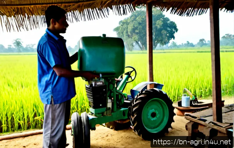 Home 17 농업 기계학 실습 과정 - Photorealistic agricultural machinery practical training in a rural Bangladesh setting, two adult tr...
